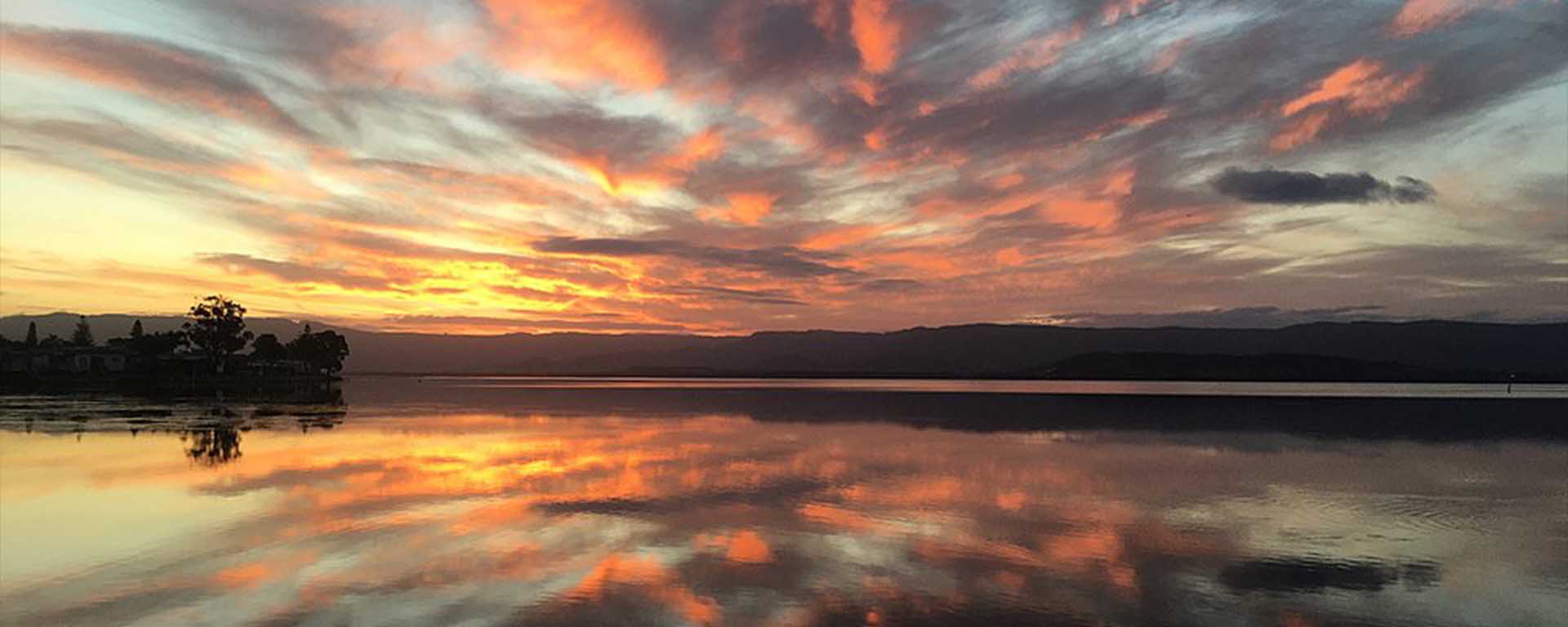 Sunsent over lake in Illawarra