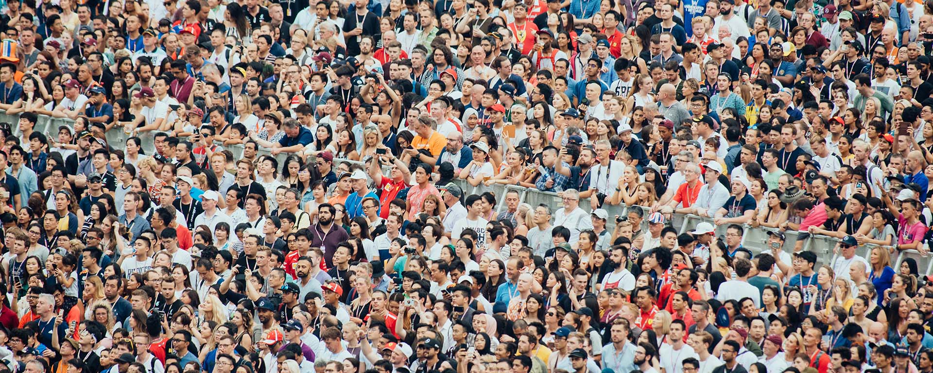A packed crowd in a stadium