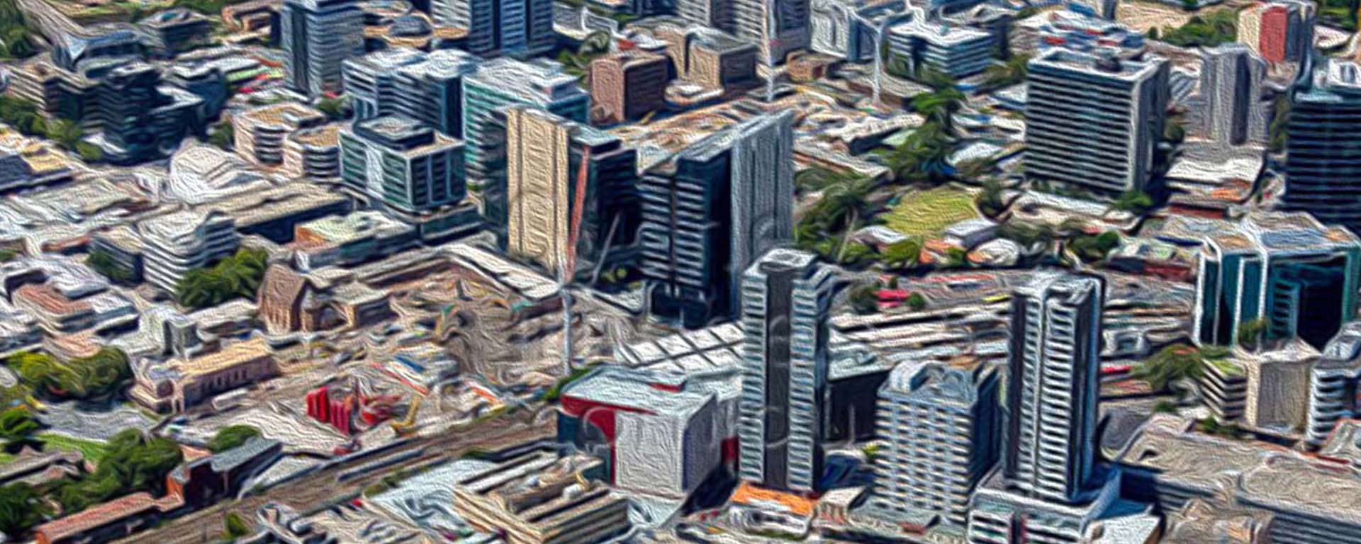 Drawing of aerial shot of Western Sydney