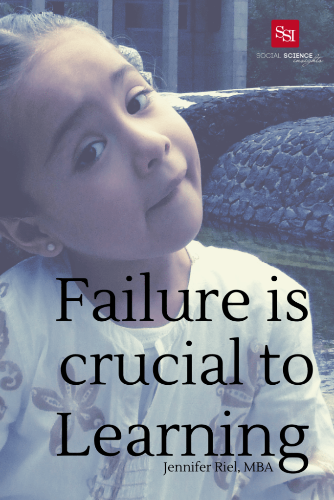 A girl looks to the side. Text rreads: failure is crucial to learning