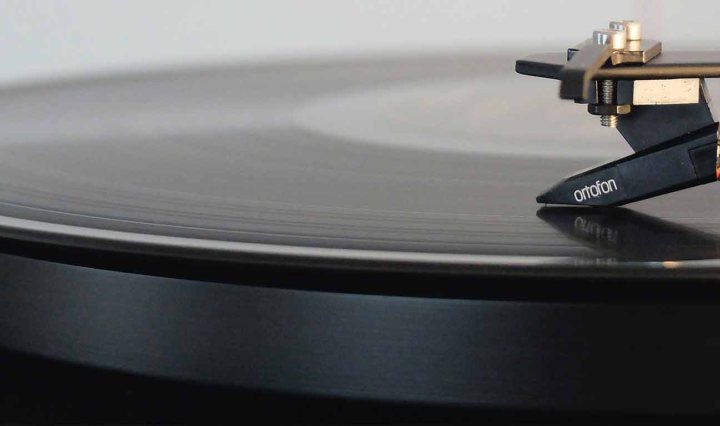 Close up of a record player