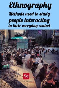 Image of people sitting at Federation Square. Text reads: ethnography methods used to study people interacting in their everyday contexts