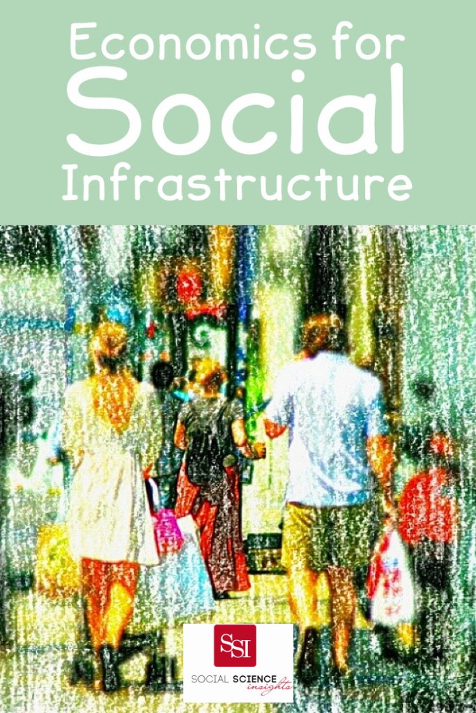 Drawing of people walking down the street