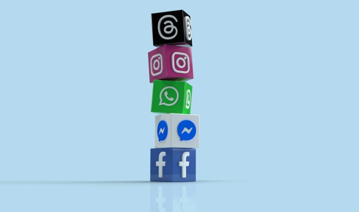 A stack of social media icons, including Facebook, Messenger, WhatsApp and Instagram