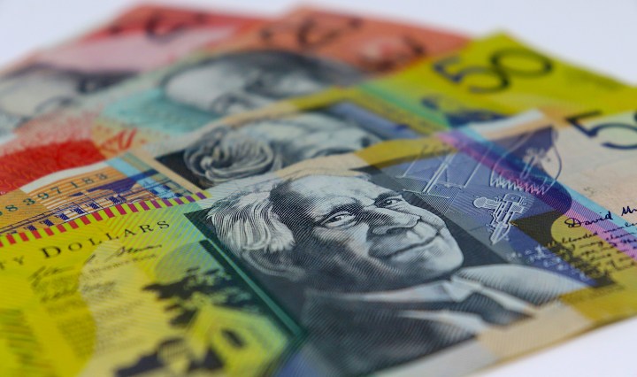 Australian money, with the $50 note in the foreground