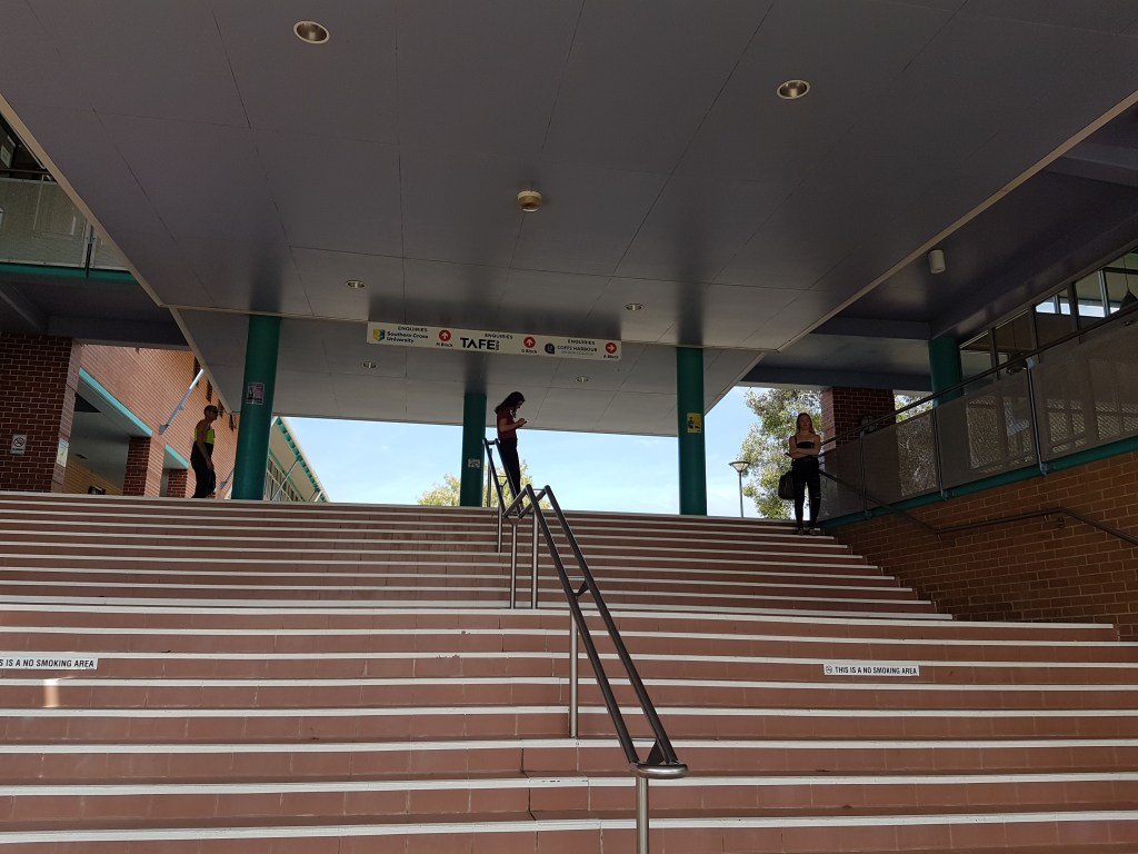 Stairs leading to an outdoor area