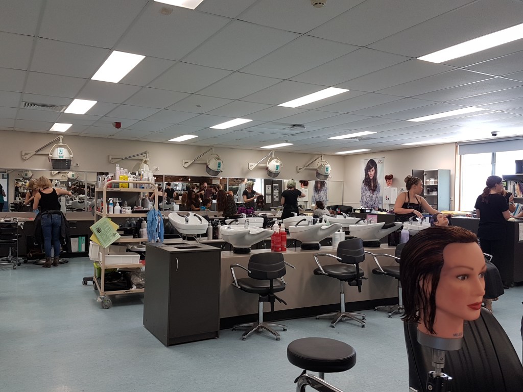A beauty room for hairdressing apprentices