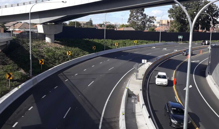 Aerial view of a freeway in Sydney