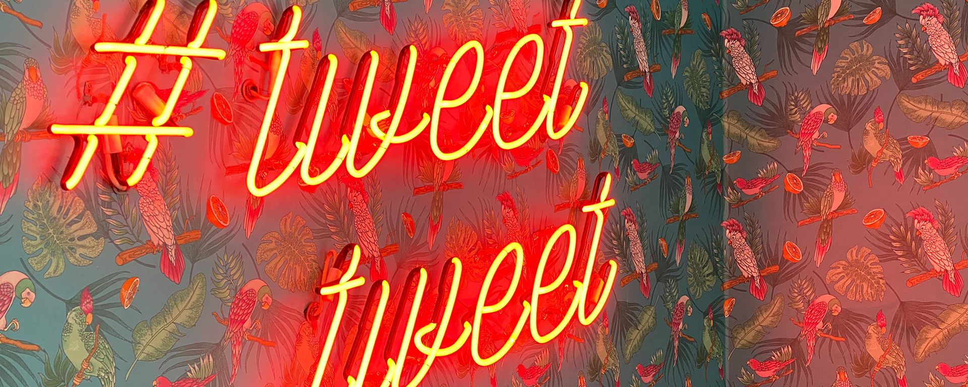 Neon sign that reads: #Tweet tweet