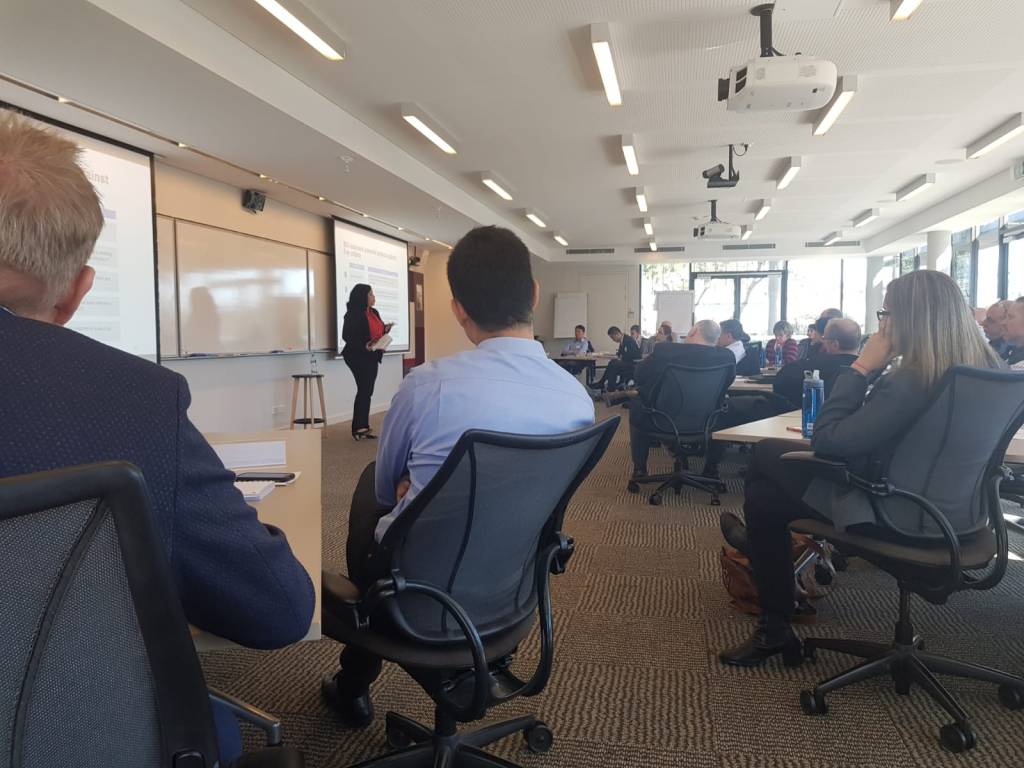Audience watches a presentation